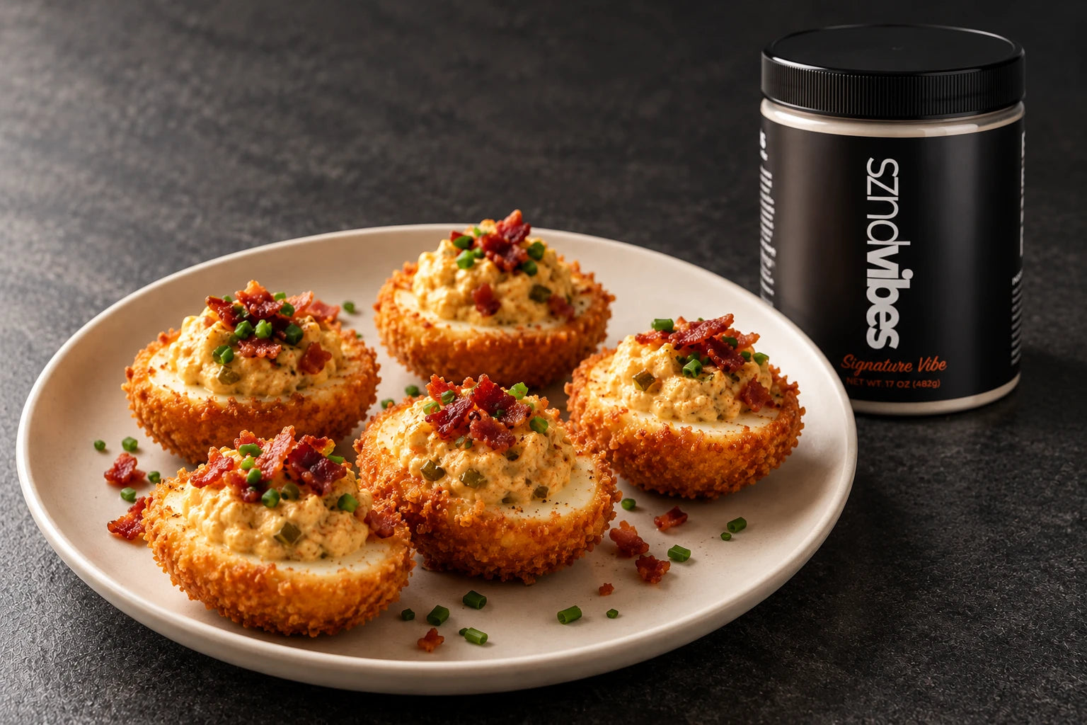 Signature Vibe fried deviled eggs